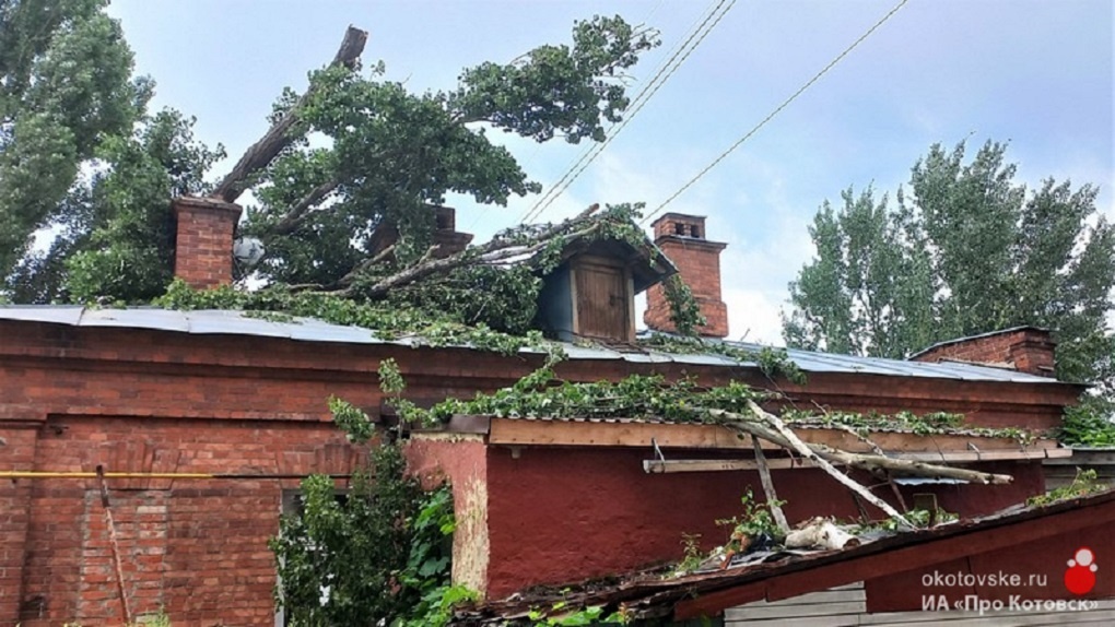 В Котовске устраняют последствия падения дерева на крышу жилого дома